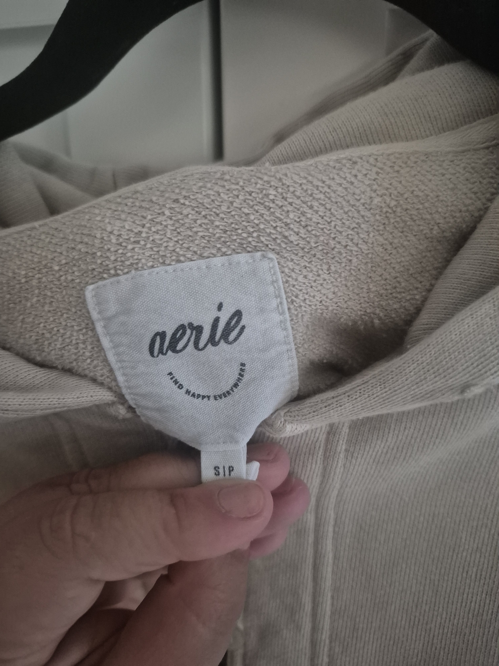 aerie Womens Crewneck Hoodie Sweater in Light Beige - Picture 4 of 5